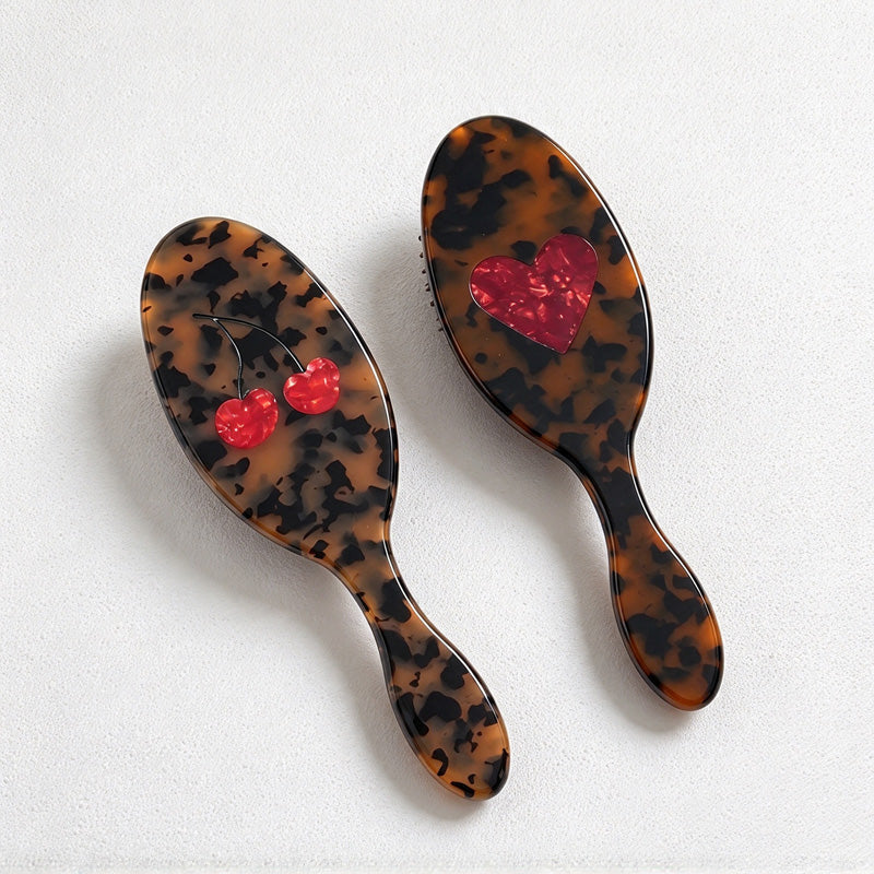 CouldNook Patterned Cushion Hairbrush - Heart or Cherries
