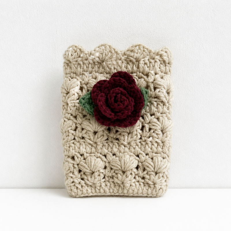 CouldNook Yarn Rose Wrist Warmers - Fingerless Floral Design