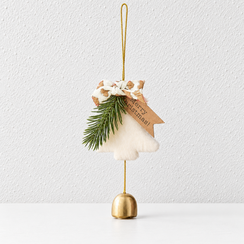 CouldNook Christmas Tree Bell Hanging - Ribbon Bow And Suspended Bell Detail