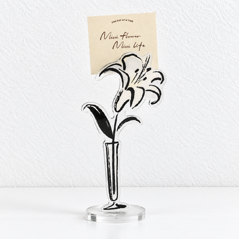 CouldNook Line-Art Flower Memo Stand - Acrylic Vase Silhouette And Clip