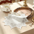 CouldNook Round Embroidered Lace Placemat - White Floral Designs