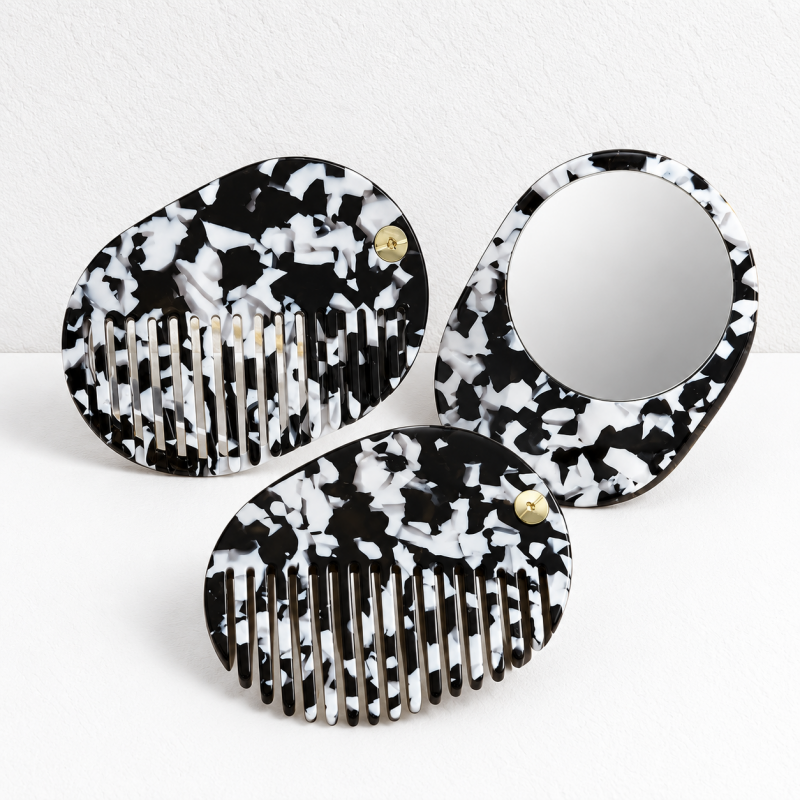 CouldNook Rotating Comb And Mirror - Oval Acetate Body And Pivot