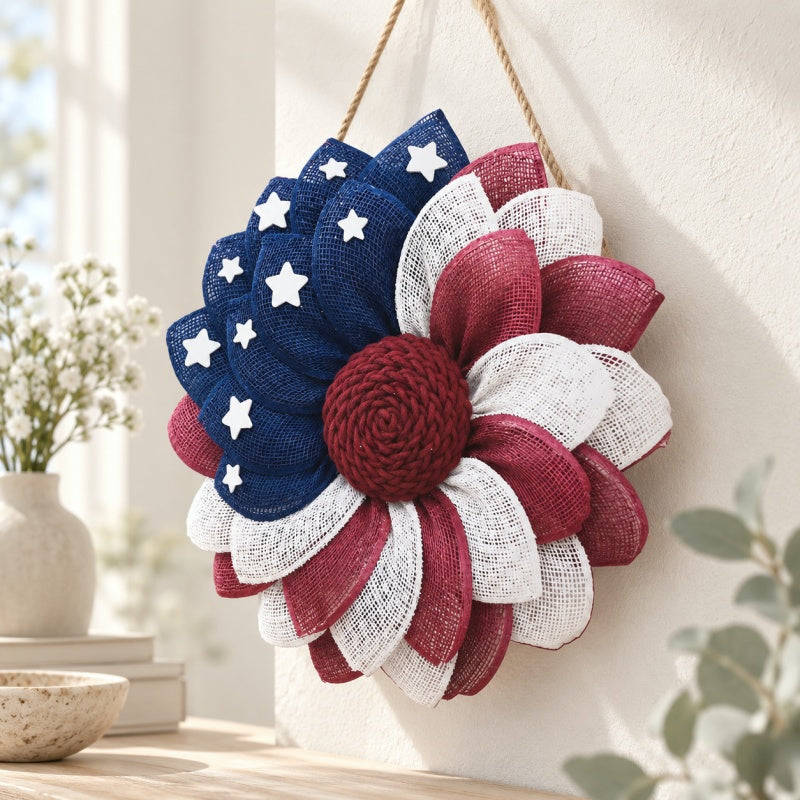 CouldNook Patriotic Flower Wall Plaque - Star Pattern and Petal Design