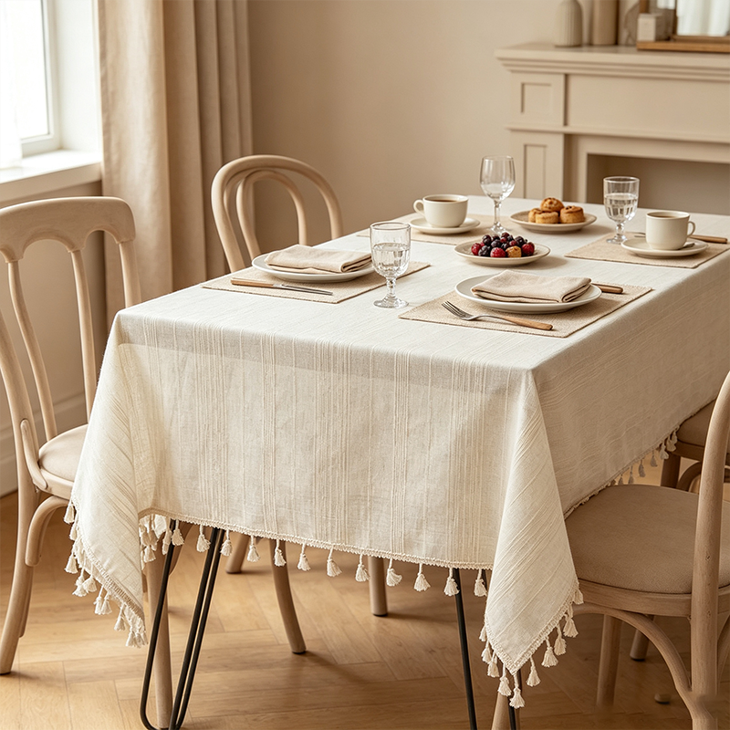 CouldNook Natural Texture Tablecloth - Warm Dining Accent