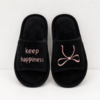 CouldNook Bow Letter House Slippers - Fuzzy Open-Toe Slide Design