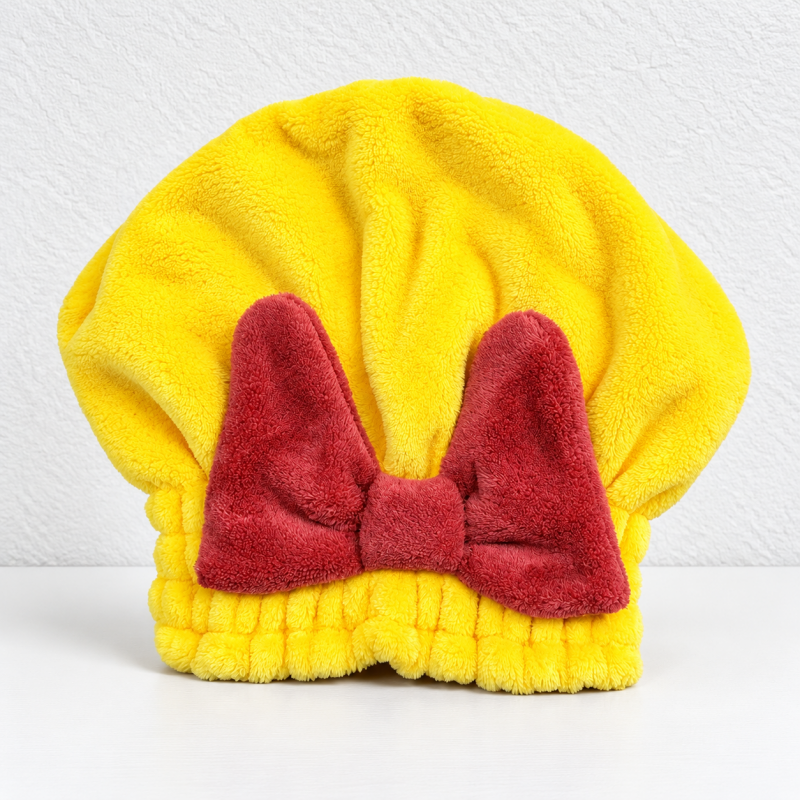 CouldNook Hair Drying Cap - Contrasting Plush Bow