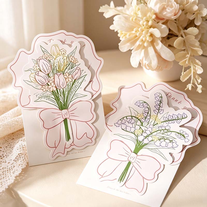 CouldNook Bouquet Greeting Card - Floral Insert And Illustrated Ribbon Wrap