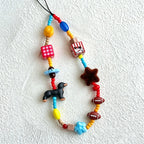 CloudNook Beaded Phone Wrist Strap-Colorful Dachshund Star Charms