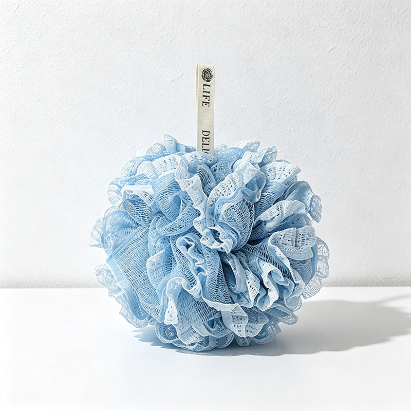 CouldNook Scalloped Mesh Bath Pouf - Soft Flower Layers