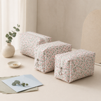 CouldNook Floral Quilted Makeup Bag‑Portable Travel Cosmetic Pouch