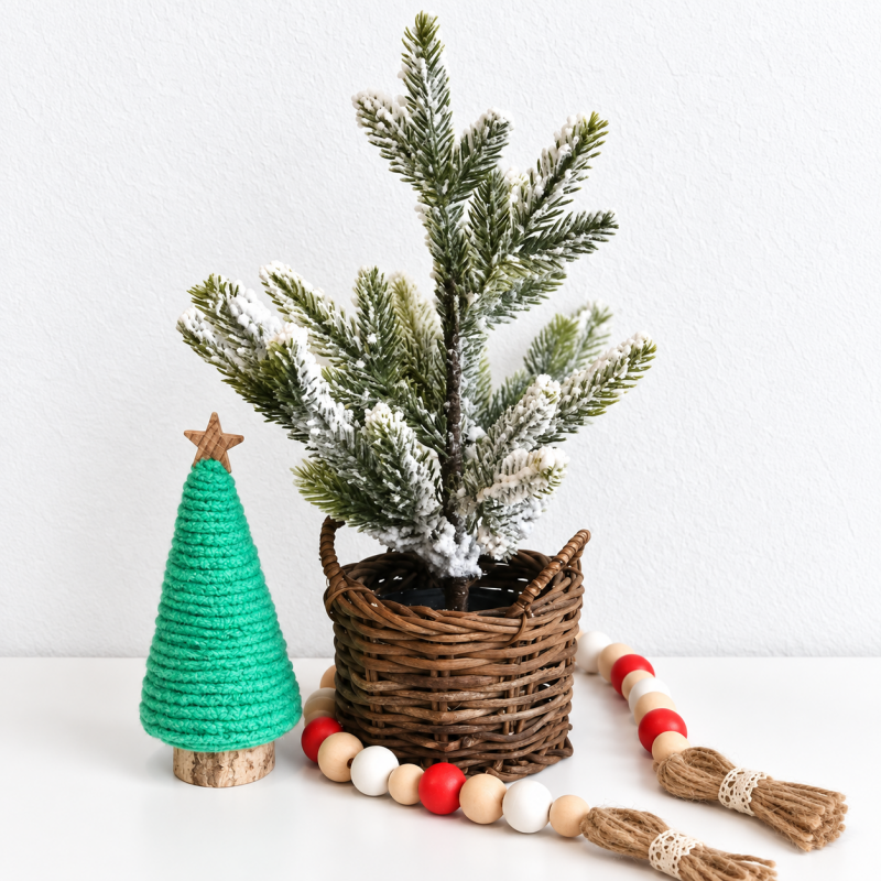 CouldNook Striped Mini Christmas Tree - Wrapped Cone Display