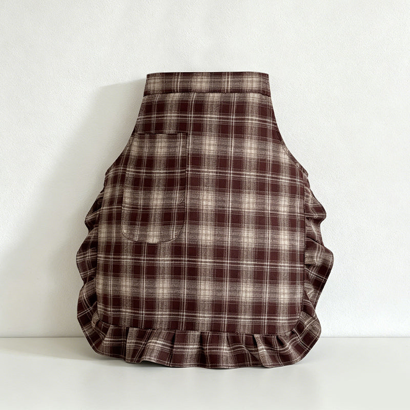 CouldNook Aesthetic Plaid Cotton Apron - Artistic Half-Length Home Apron