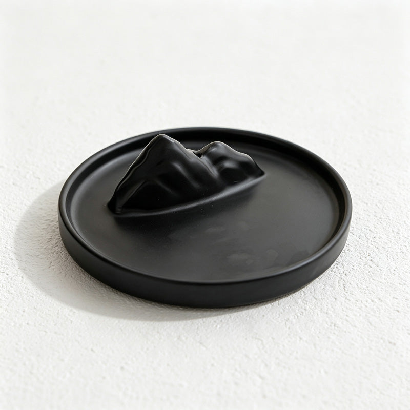 CouldNook Mountain Incense Holder - Sculpted Peak and Circular Rimmed Tray
