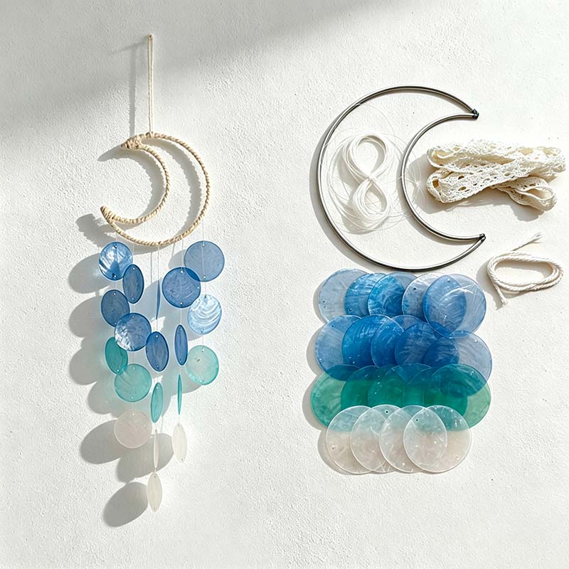 CouldNook Shell Wind Chime Material Kit - Moon Ring Options