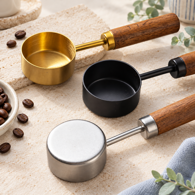 Coffee Measuring Scoop - Straight Cup and Walnut Handle