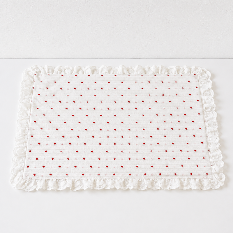CouldNook Heart Cotton Lace Placemat - Ruffled Table Mat