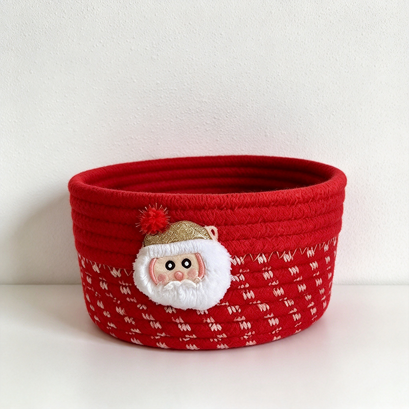 CouldNook Christmas Rope Storage Basket - Festive Patches