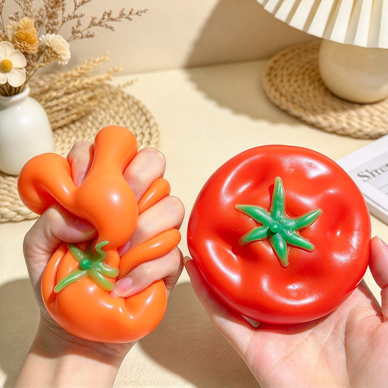 CouldNook Tomato Squeeze Toy - Glossy Leaf-Topped Shape