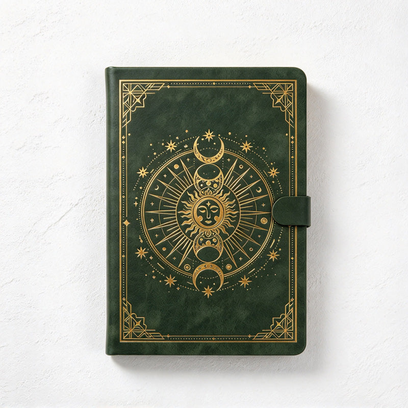 CouldNook Celestial Notebook - Sun and Moon Foil Pattern and Lined Pages