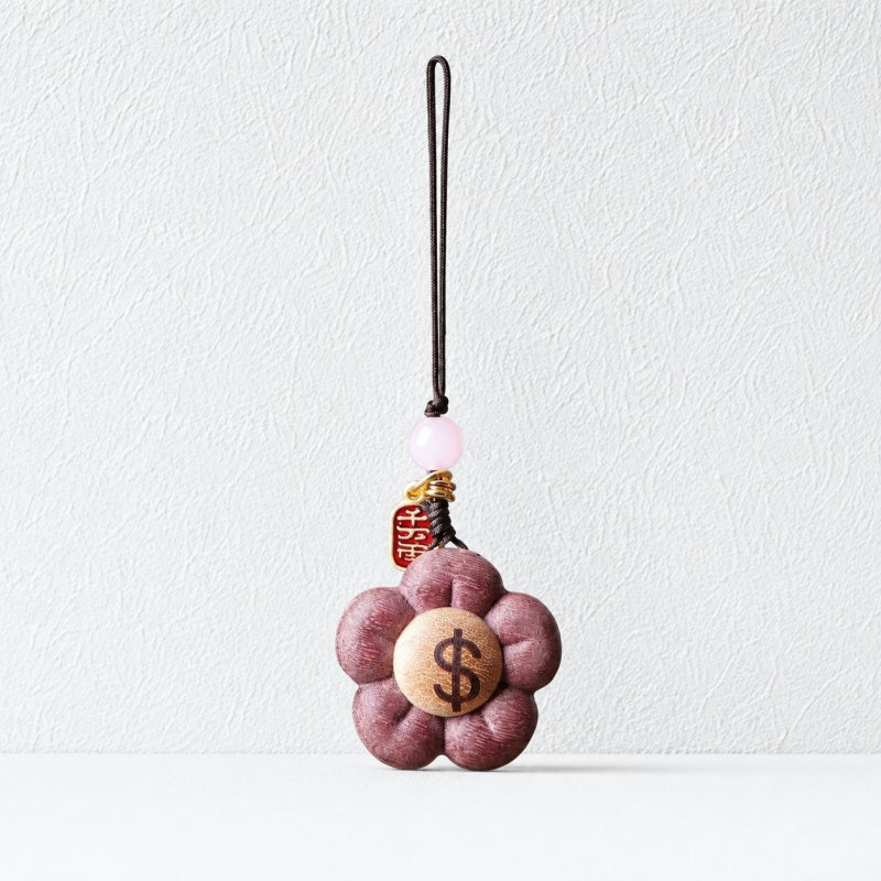 CouldNook Fake Wooden Flower Phone Charm - Lucky Pendant Strap