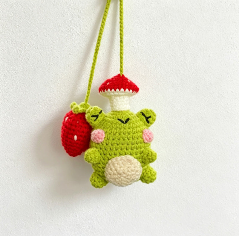 CouldNook Yarn Frog Flower Car Ornament - Six Swing Designs