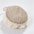 CouldNook 2-in-1 Double-Sided Cotton Linen Bath Shower Puff - Rich Foam Body Scrubber