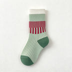 CouldNook Graphic Crew Socks - Apple Motifs And Contrasting Stripe Patterns
