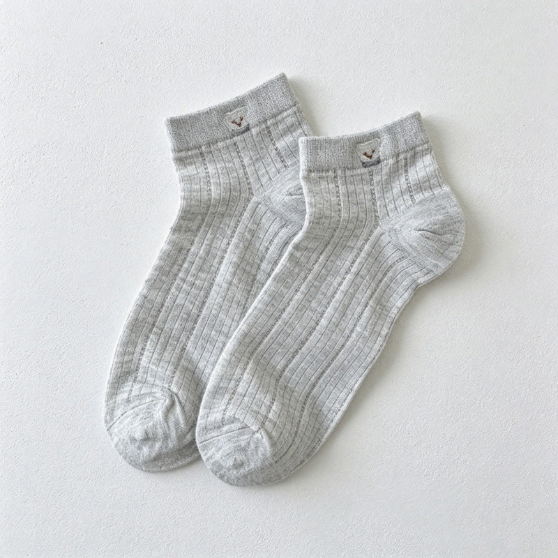 CouldNook Embroidered Ankle Socks - Small Heart Accent