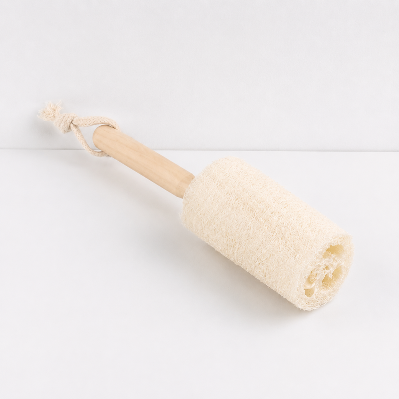 CouldNook Luffa Cup Brush - Wood Handle and Hanging Loop