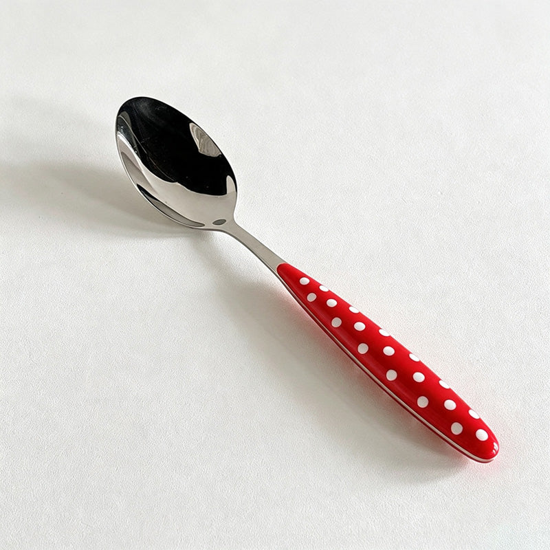 CouldNook Polka Dot Flatware - Contrast Handle Table