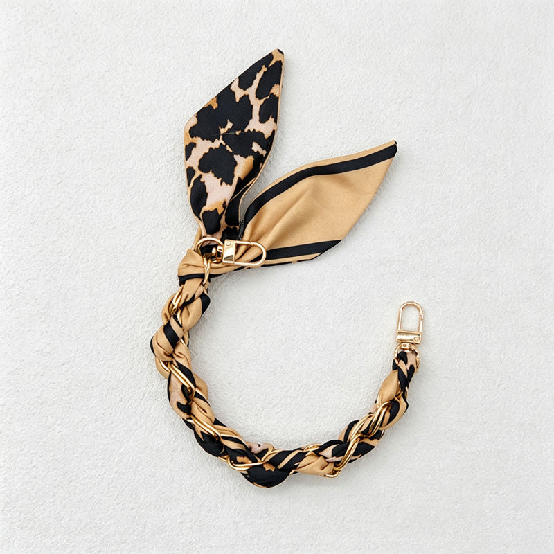 CouldNook Scarf Woven Phone Wrist Strap - Leaf Pattern Accent