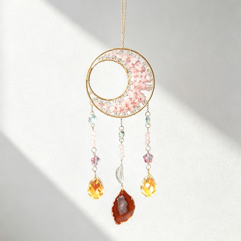 CouldNook Gemstone Crescent Suncatcher - Crystal Drop Window Hanging
