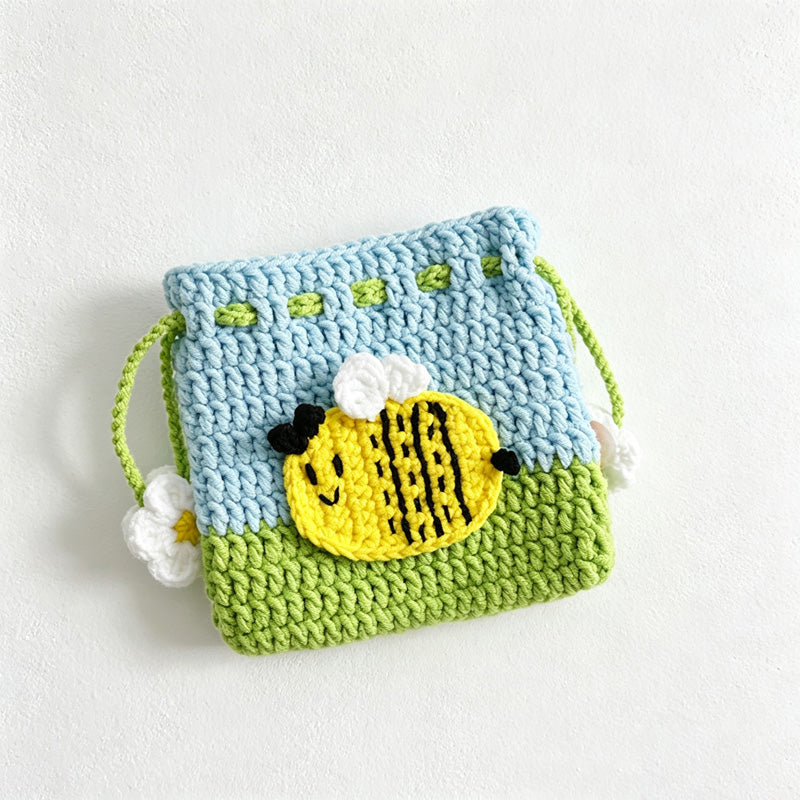 CouldNook Yarn Bee Drawstring Coin Purse - Flower Cord Ends