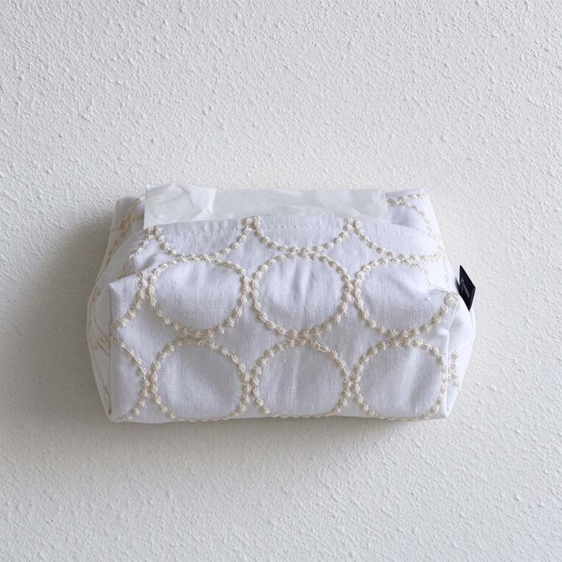 CouldNook Decorative Embroidered Tissue Cover - Stitched Motifs And Top Opening