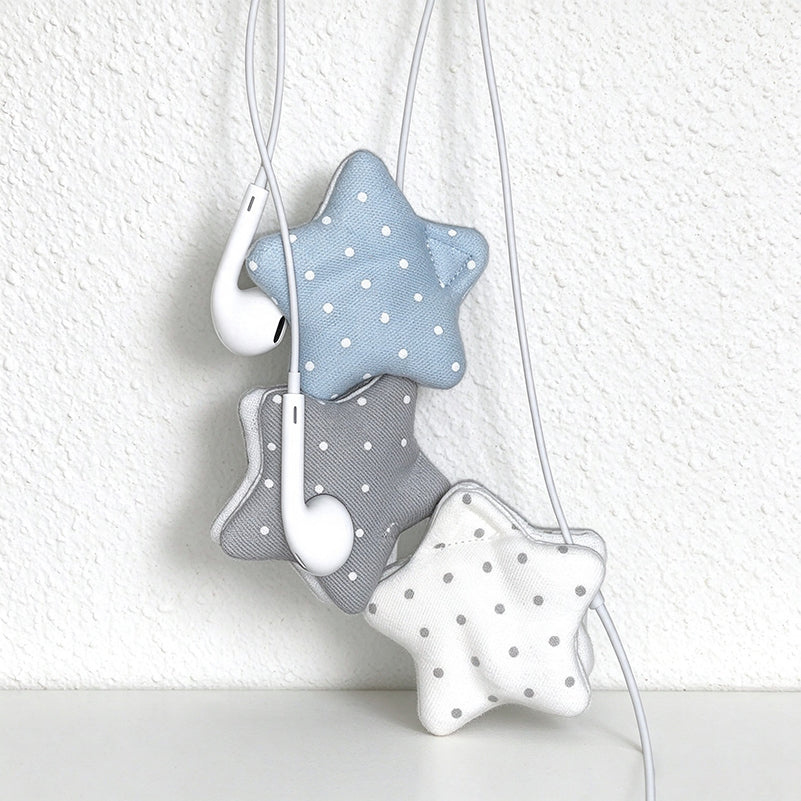 Polka Dot Star Cable Organizer - Padded Fabric Design
