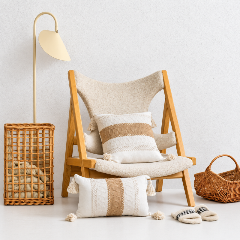 CouldNook Tasseled Cushion Cover - Woven Patterns And Four Corner Tassels