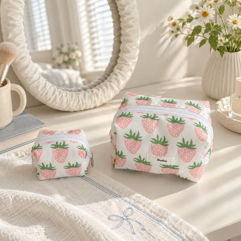 CouldNook Strawberry Zipper Pouch - Pink Fruit Print