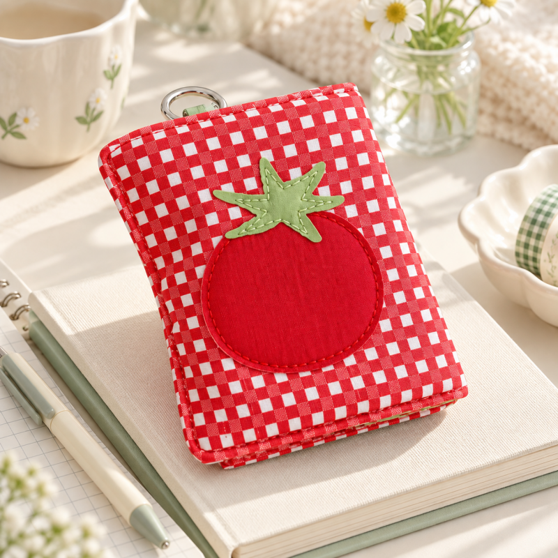 CouldNook Tomato Travel Organizer - Gingham Cover And Fold-Out Jewelry Storage