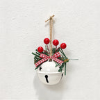 CouldNook Christmas Bell Ornament - Checkered Bows and Greenery Accents