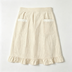 CouldNook Solid Waist Apron - Lace Pocket Ruffle Border
