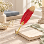 CouldNook Feather Ballpoint Pen - Gold-Tipped Plume and Maple Leaf Accent