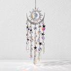CouldNook Sun And Moon Suncatcher - Flame-Like Rays and Cascading Faceted Drops