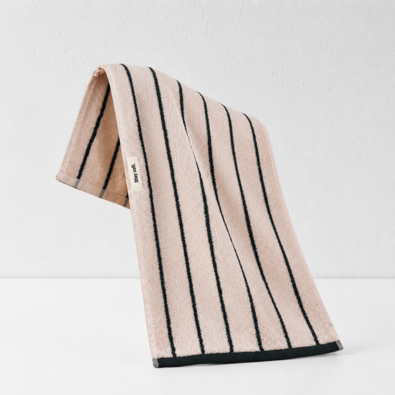 CouldNook Muted Stripe Cotton Towel - Contrasting Face and Bath Sizes