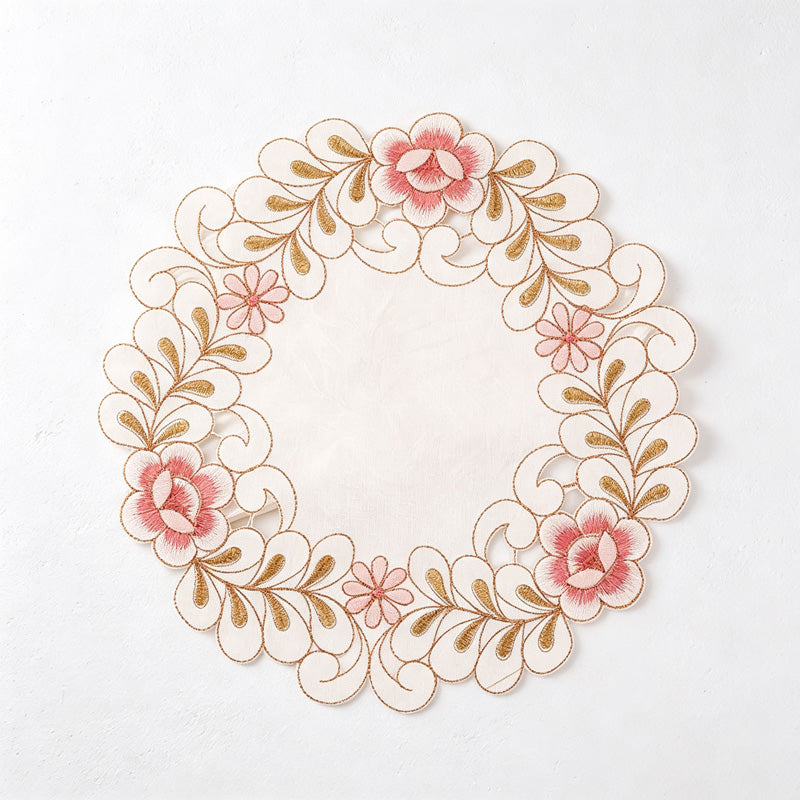CouldNook Floral Embroidered Placemat - Scalloped Lace Border Collection