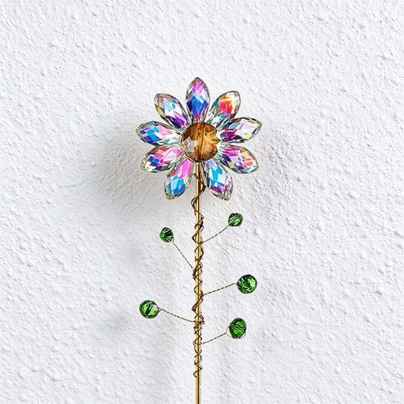 CouldNook Flower Suncatcher Plant Stake - Faceted Petals And Beaded Branches