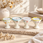 CouldNook Goblet Scented Candle - Textured Ceramic Vessel and Small Painted Motifs