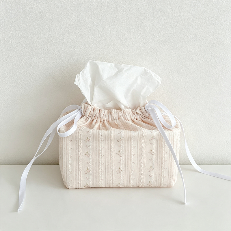 CouldNook Tiny Print Tissue Box - Soft Gathered Table Cover