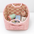 CouldNook Quilted Fabric Storage Basket - Twin Handles And Front Pocket