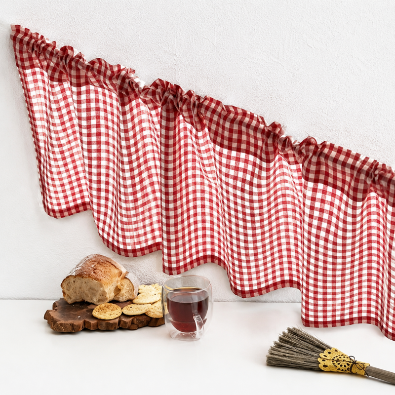 CouldNook Gingham Cafe Curtain - Three Check Color Choices
