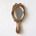 Ornate Oval Hand Mirror with Roses and Bow